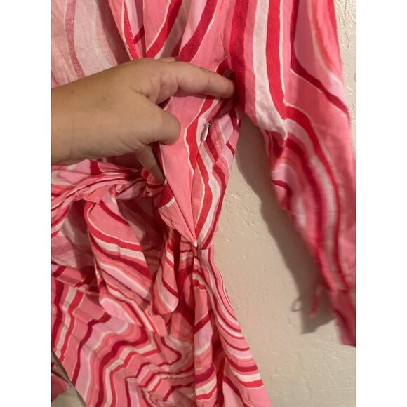 Zara Retro Cutout Linen Psychedelic 70’s Swirl Mini Dress - Picture 12 of 13